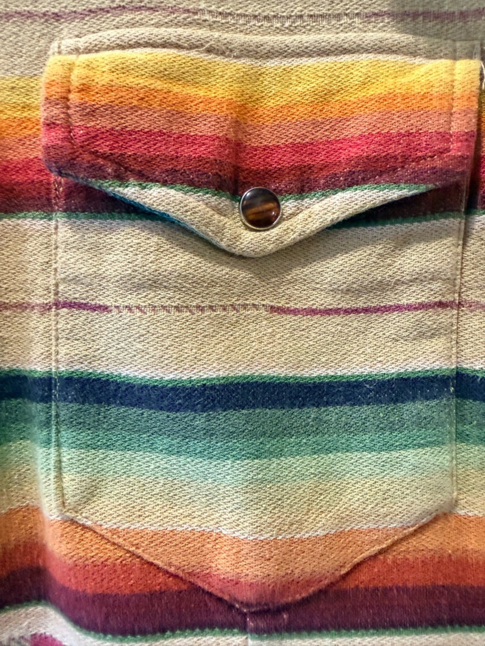 Vintage Southwestern Stripe Button-Front Shirt Jacket - Multicolor - Picture 8 of 8